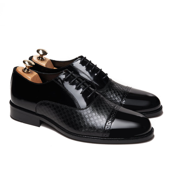 Leicester Cap Semi Brogue Glossy